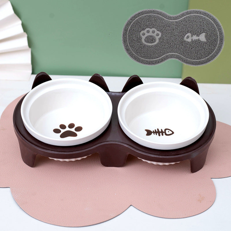 Cat Bowl Ceramic Double Bowl Water