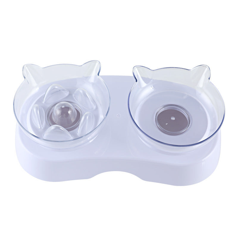 Pet Cat Ears Double Bowl Drinking Water
