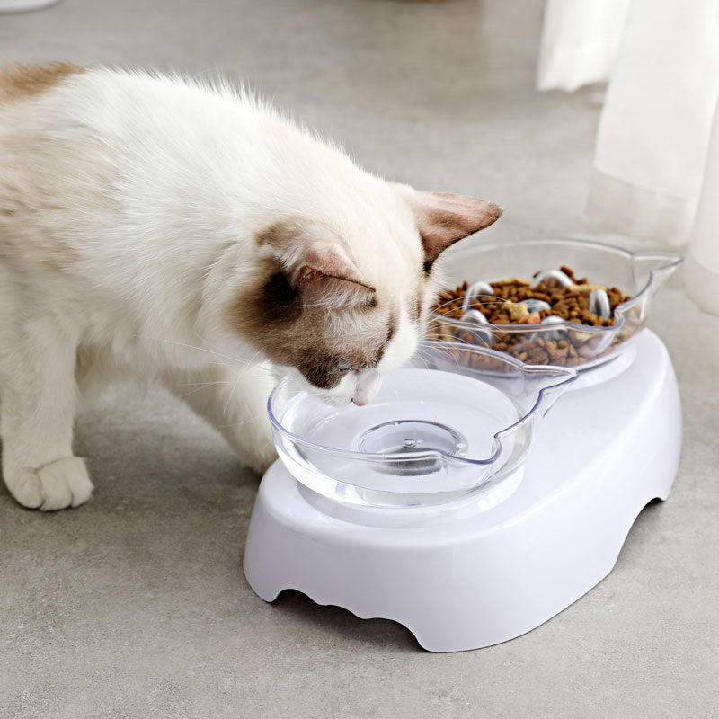 Pet Cat Ears Double Bowl Drinking Water