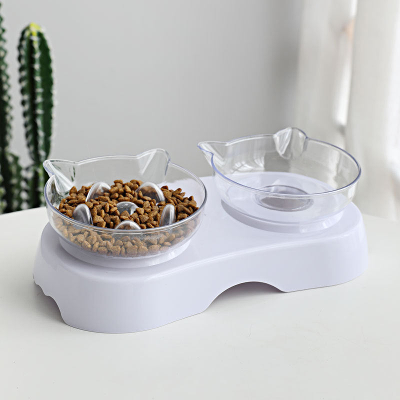 Pet Cat Ears Double Bowl Drinking Water