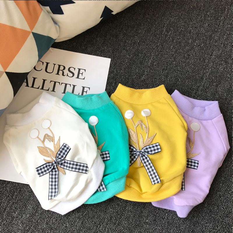 Pet dog bow T-shirt