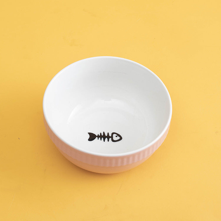 Ceramic Pet Bowl High Foot Neck Protection