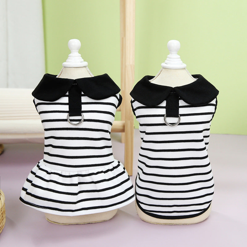 Pet Summer Stripes T-shirt Skirt