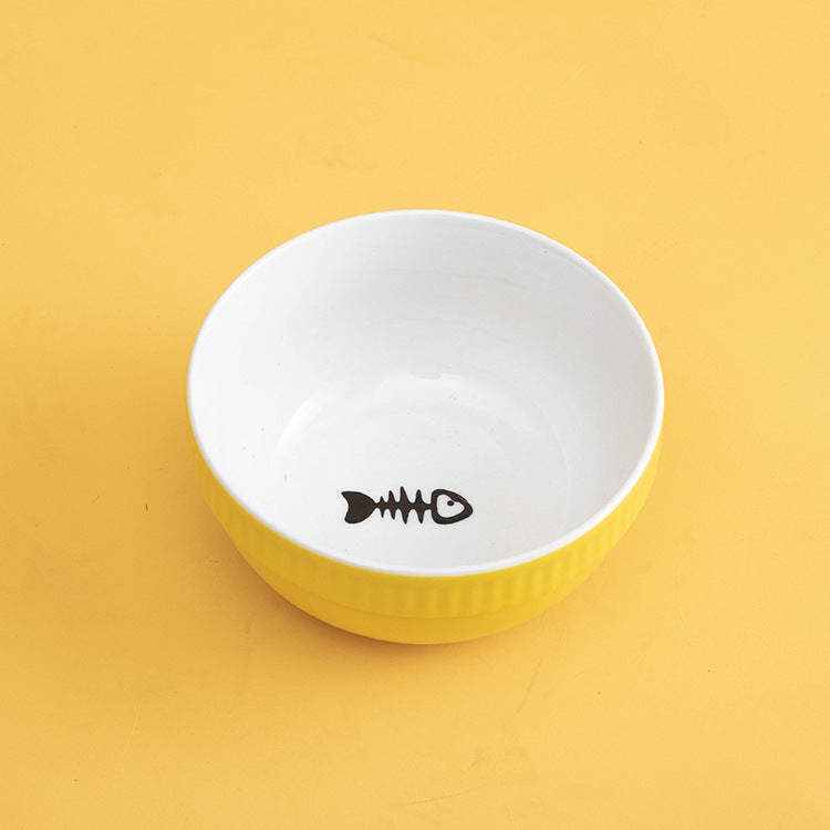 Ceramic Pet Bowl High Foot Neck Protection