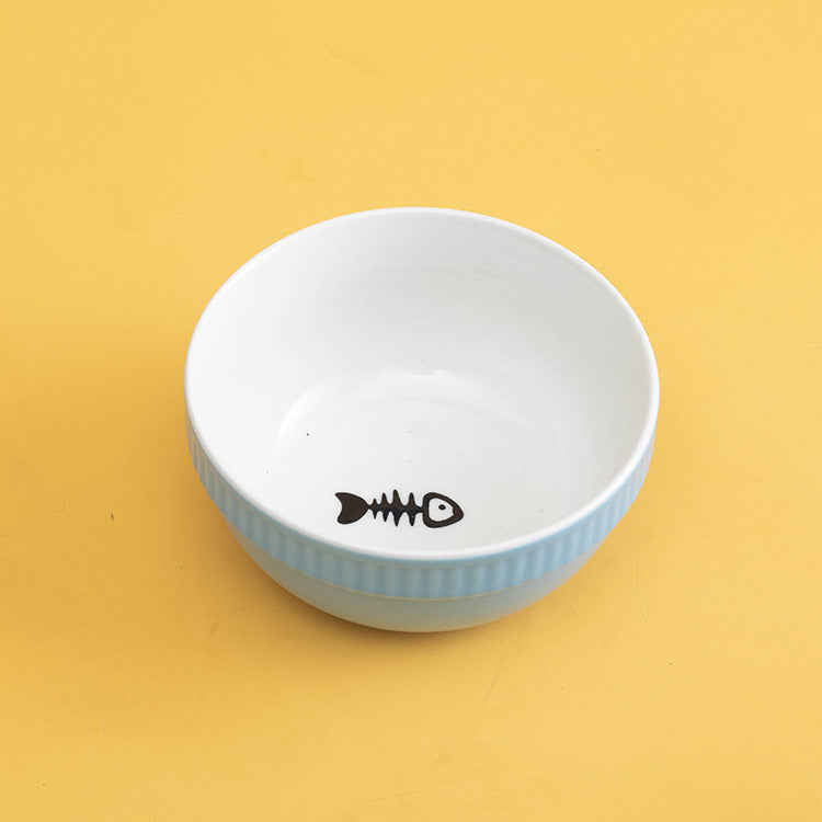 Ceramic Pet Bowl High Foot Neck Protection