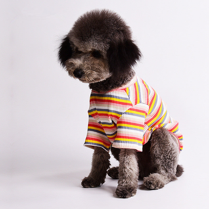 Breathable Striped T-shirt For Dogs And Cats