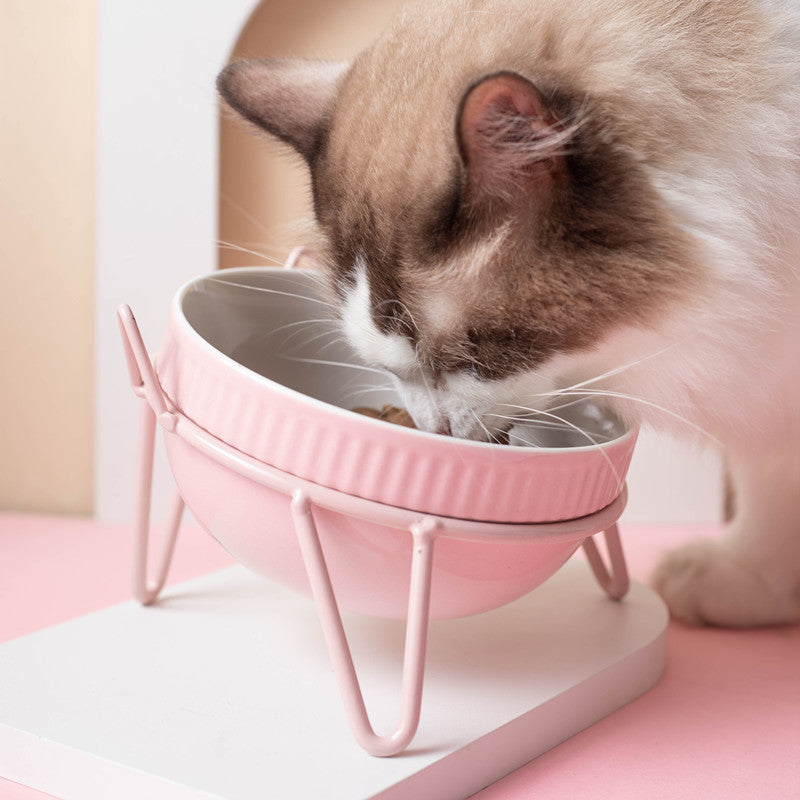 Ceramic Pet Bowl High Foot Neck Protection