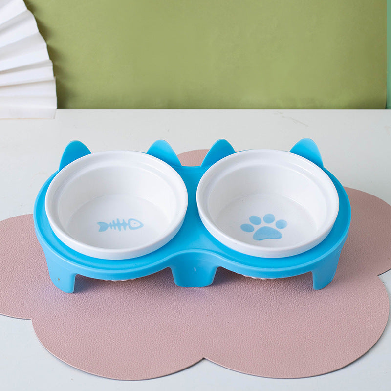 Cat Bowl Ceramic Double Bowl Water