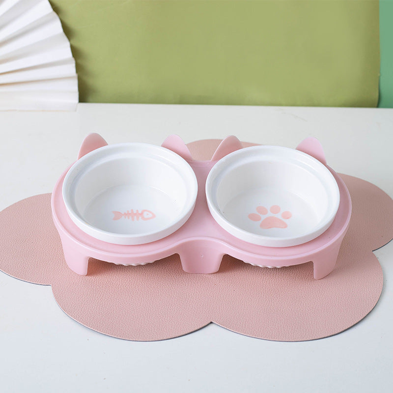 Cat Bowl Ceramic Double Bowl Water
