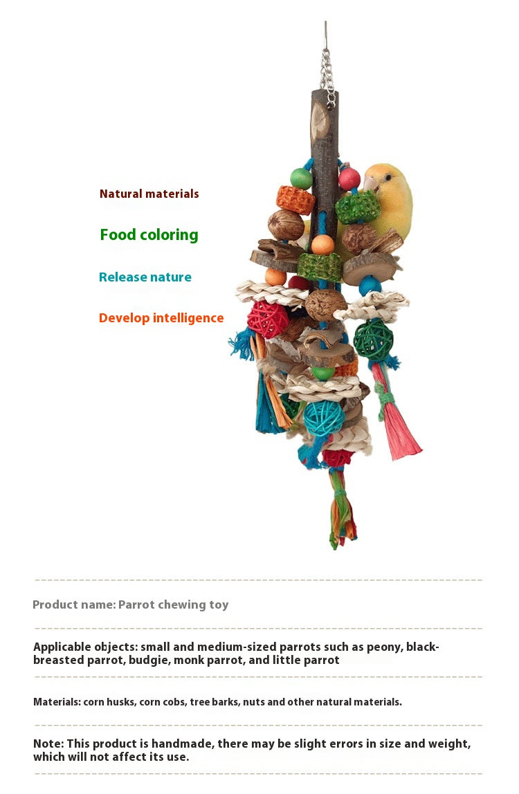 Parrot Toy Bird Decompression Relieving Stuffy Natural Material Tearing Toy Color String Combination