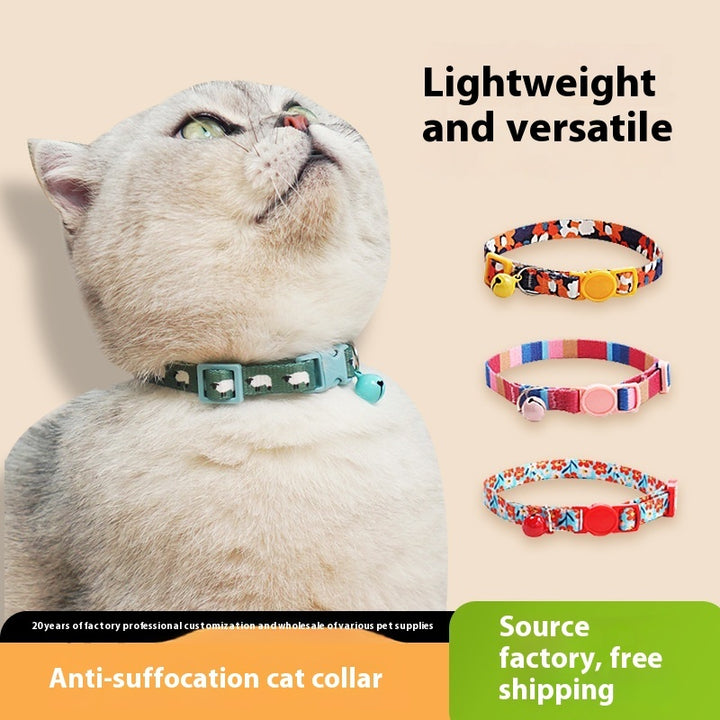 Woven Collar Bell Anti-suffocation Comfortable Safety Buckle Pet Decoration