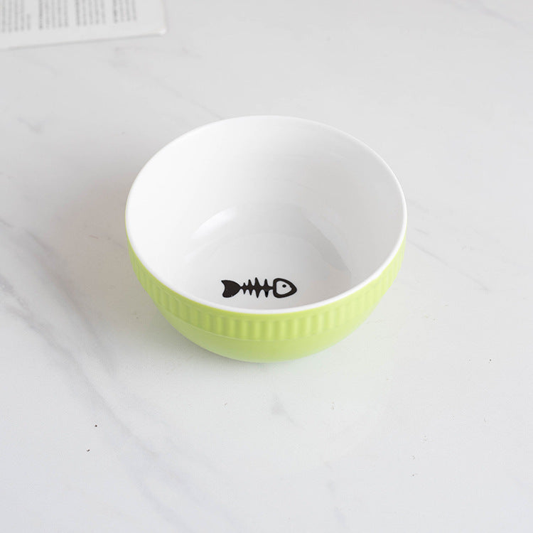 Ceramic Pet Bowl High Foot Neck Protection