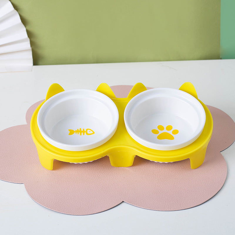 Cat Bowl Ceramic Double Bowl Water